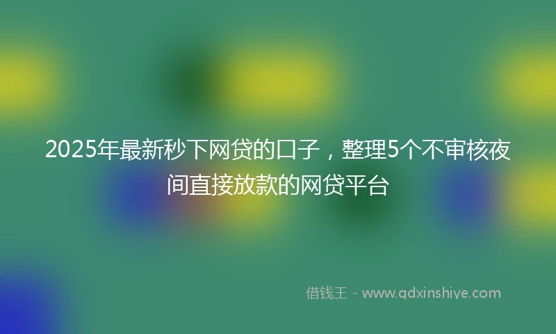 2025年最新秒下网贷的口子，整理5个不审核夜间直接放款的网贷平台
