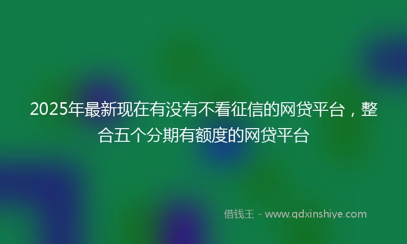 2025年最新现在有没有不看征信的网贷平台，整合五个分期有额度的网贷平台