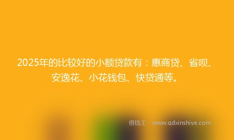 2025年的比较好的小额贷款有：惠商贷、省呗、安逸花、小花钱包、快贷通等。