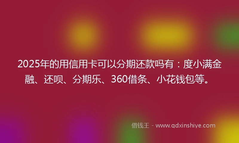 2025年的用信用卡可以分期还款吗有：度小满金融、还呗、分期乐、360借条、小花钱包等。