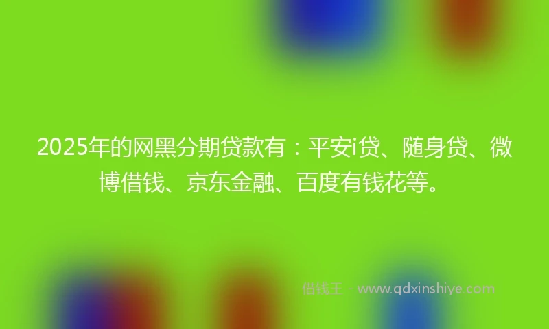 2025年的网黑分期贷款有：平安i贷、随身贷、微博借钱、京东金融、百度有钱花等。