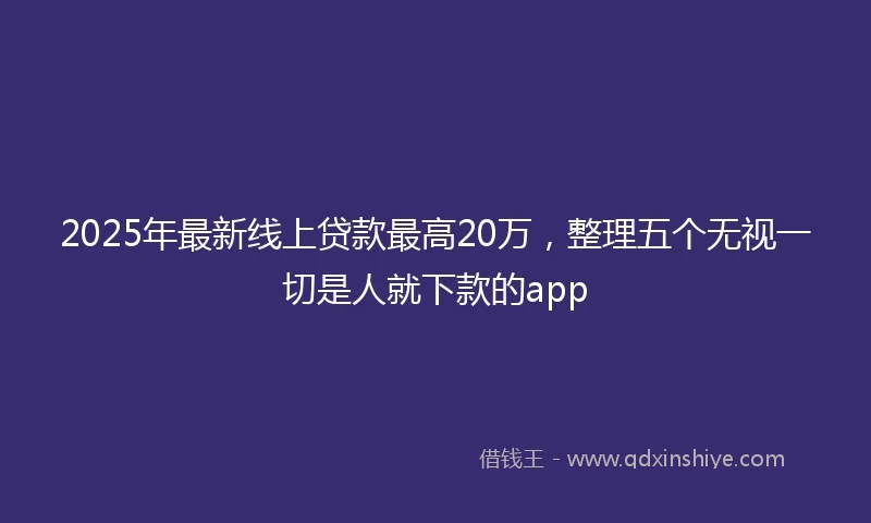 2025年最新线上贷款最高20万，整理五个无视一切是人就下款的app
