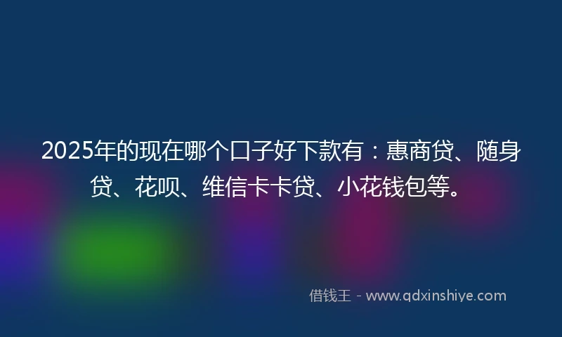 2025年的现在哪个口子好下款有：惠商贷、随身贷、花呗、维信卡卡贷、小花钱包等。