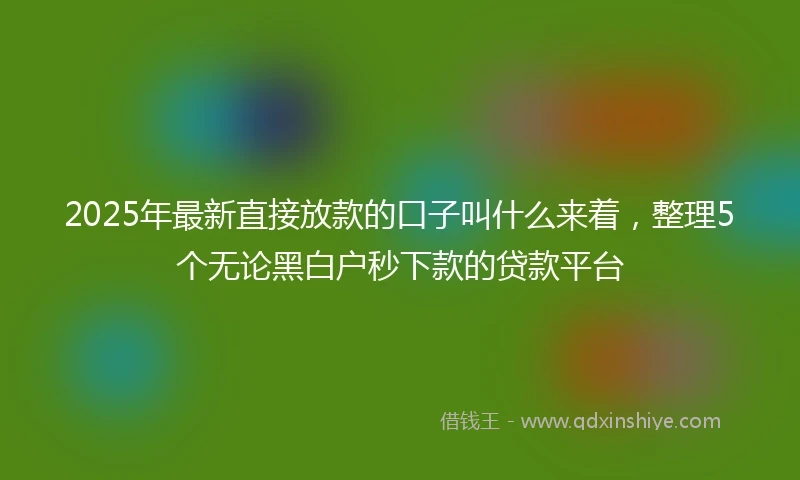 2025年最新直接放款的口子叫什么来着，整理5个无论黑白户秒下款的贷款平台