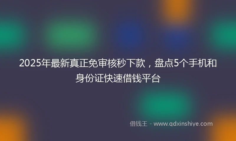 2025年最新真正免审核秒下款，盘点5个手机和身份证快速借钱平台