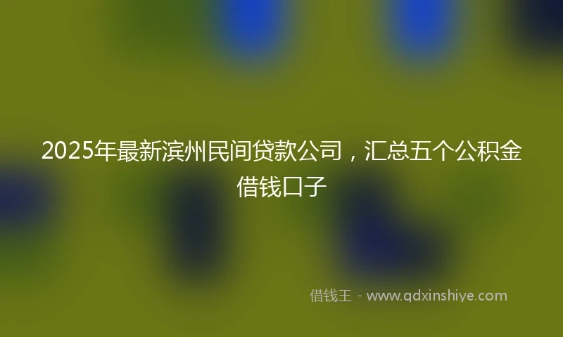 2025年最新滨州民间贷款公司，汇总五个公积金借钱口子