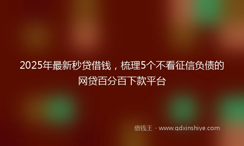 2025年最新秒贷借钱，梳理5个不看征信负债的网贷百分百下款平台