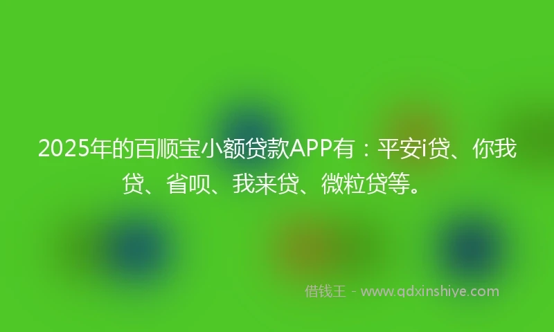 2025年的百顺宝小额贷款APP有：平安i贷、你我贷、省呗、我来贷、微粒贷等。