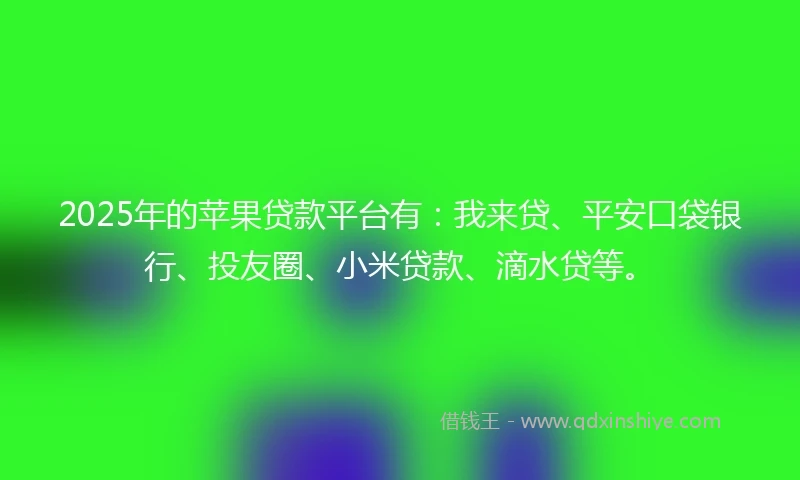 2025年的苹果贷款平台有：我来贷、平安口袋银行、投友圈、小米贷款、滴水贷等。