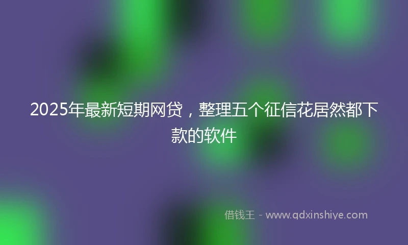2025年最新短期网贷，整理五个征信花居然都下款的软件