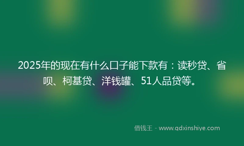 2025年的现在有什么口子能下款有：读秒贷、省呗、柯基贷、洋钱罐、51人品贷等。