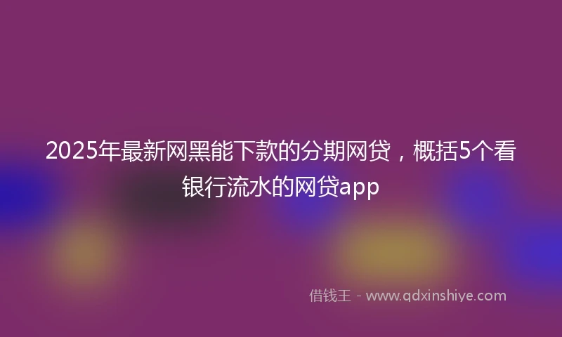 2025年最新网黑能下款的分期网贷，概括5个看银行流水的网贷app