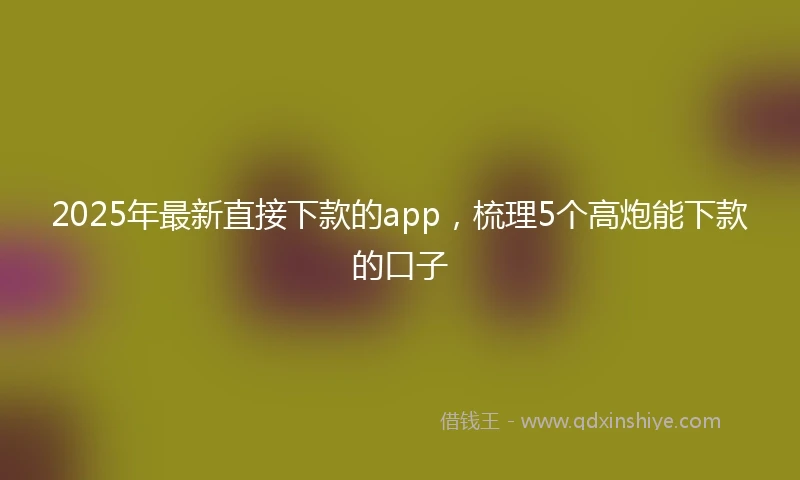 2025年最新直接下款的app，梳理5个高炮能下款的口子