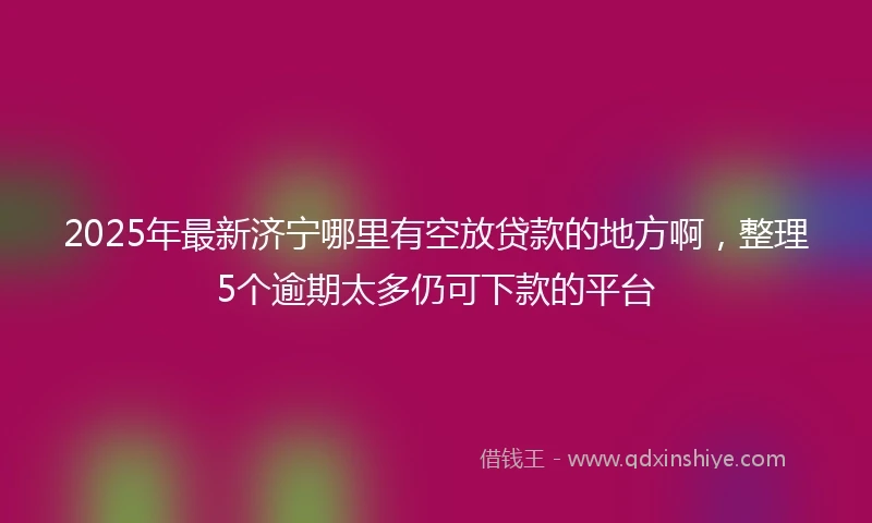 2025年最新济宁哪里有空放贷款的地方啊，整理5个逾期太多仍可下款的平台