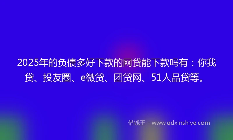 2025年的负债多好下款的网贷能下款吗有：你我贷、投友圈、e微贷、团贷网、51人品贷等。
