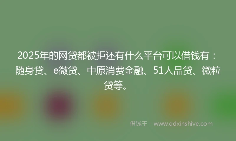 2025年的网贷都被拒还有什么平台可以借钱有：随身贷、e微贷、中原消费金融、51人品贷、微粒贷等。