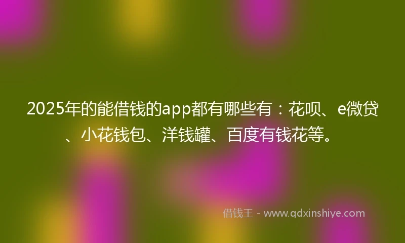 2025年的能借钱的app都有哪些有：花呗、e微贷、小花钱包、洋钱罐、百度有钱花等。