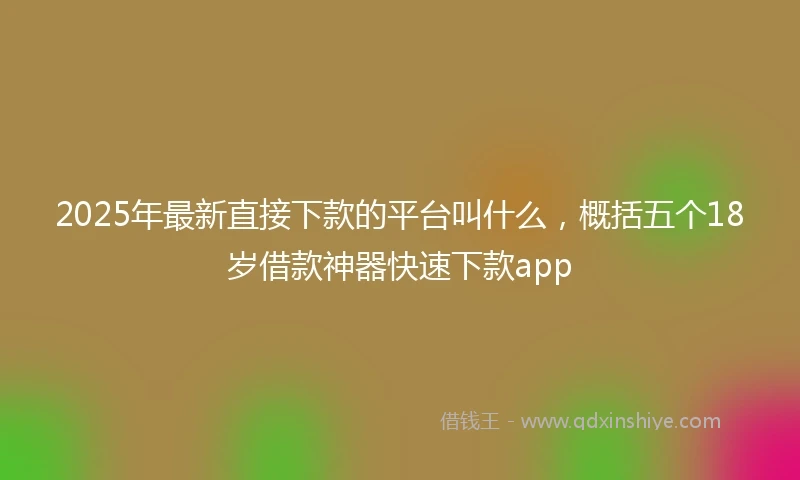 2025年最新直接下款的平台叫什么，概括五个18岁借款神器快速下款app