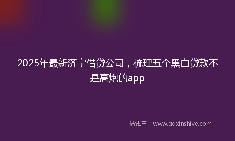 2025年最新济宁借贷公司，梳理五个黑白贷款不是高炮的app