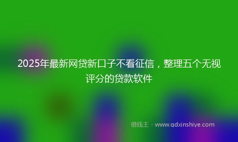 2025年最新网贷新口子不看征信，整理五个无视评分的贷款软件
