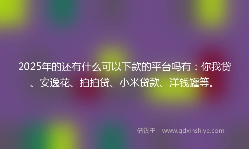 2025年的还有什么可以下款的平台吗有：你我贷、安逸花、拍拍贷、小米贷款、洋钱罐等。