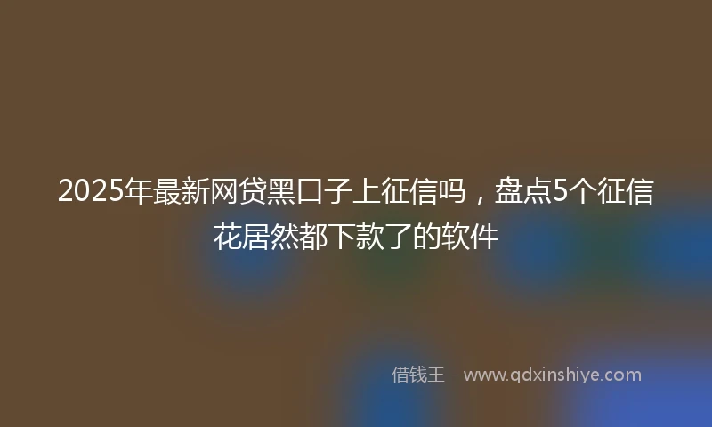 2025年最新网贷黑口子上征信吗，盘点5个征信花居然都下款了的软件