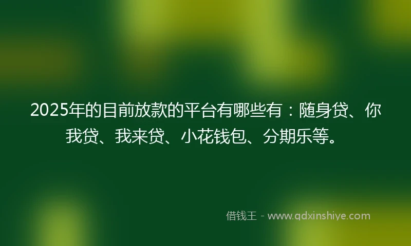 2025年的目前放款的平台有哪些有：随身贷、你我贷、我来贷、小花钱包、分期乐等。