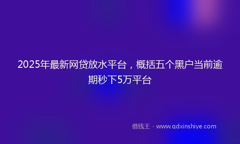 2025年最新网贷放水平台，概括五个黑户当前逾期秒下5万平台