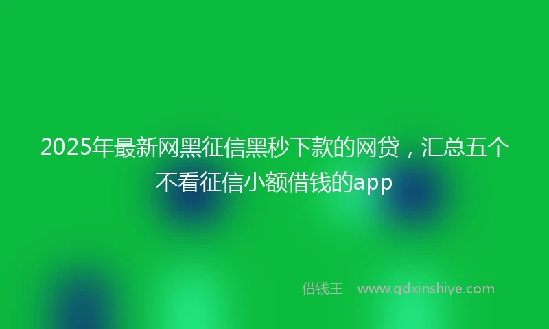 2025年最新网黑征信黑秒下款的网贷，汇总五个不看征信小额借钱的app
