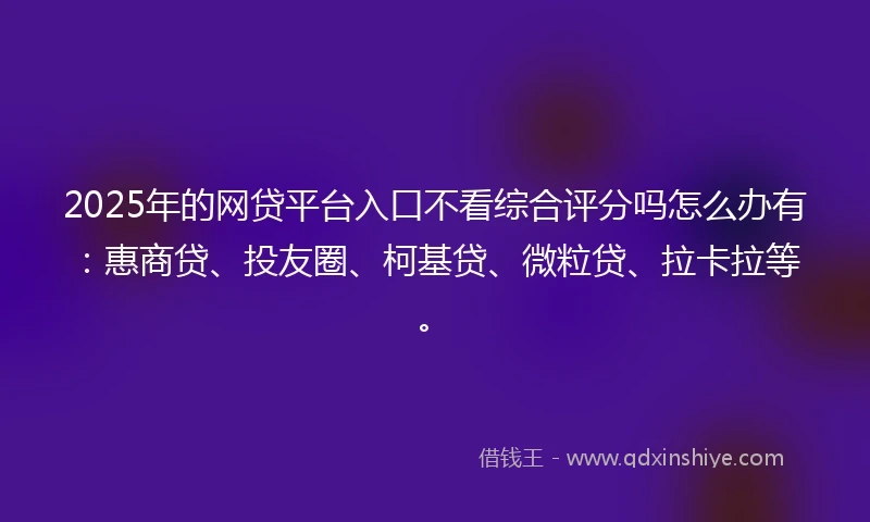 2025年的网贷平台入口不看综合评分吗怎么办有：惠商贷、投友圈、柯基贷、微粒贷、拉卡拉等。