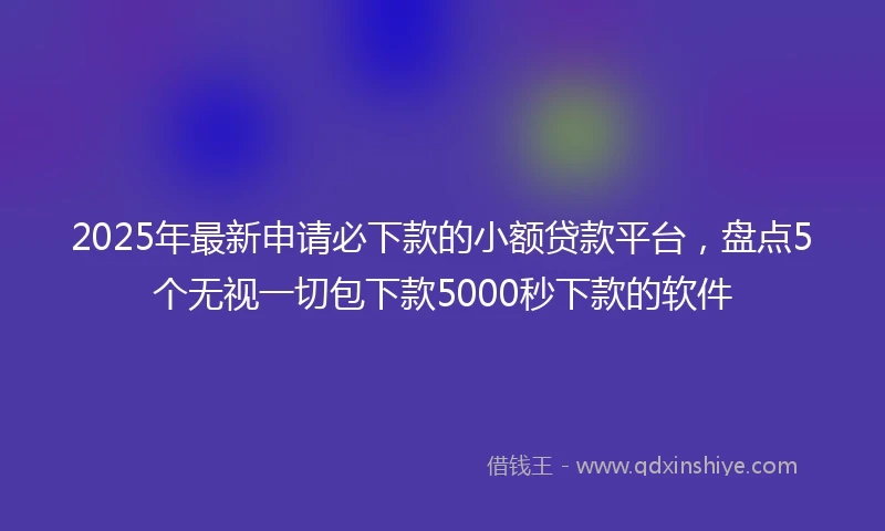 2025年最新申请必下款的小额贷款平台，盘点5个无视一切包下款5000秒下款的软件