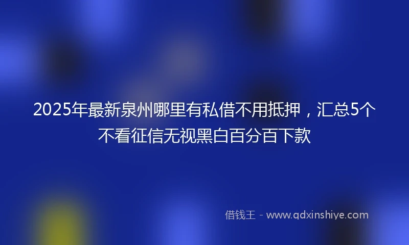 2025年最新泉州哪里有私借不用抵押，汇总5个不看征信无视黑白百分百下款