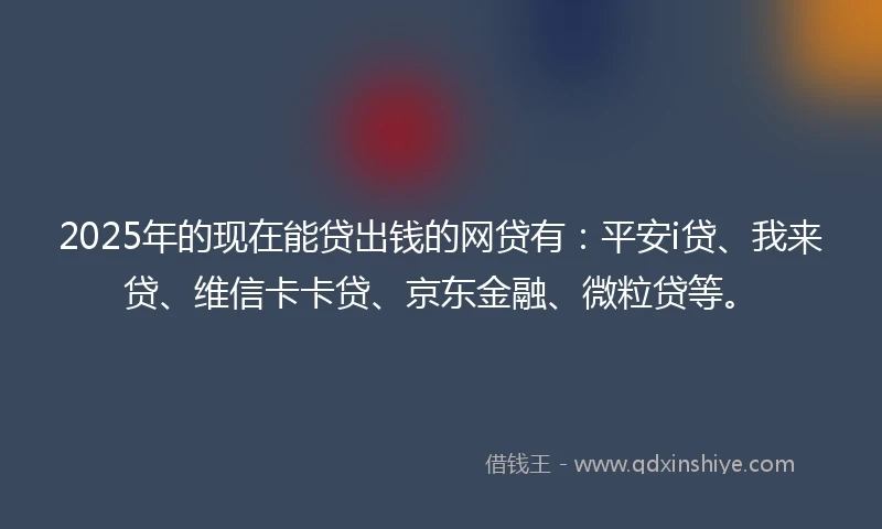 2025年的现在能贷出钱的网贷有：平安i贷、我来贷、维信卡卡贷、京东金融、微粒贷等。