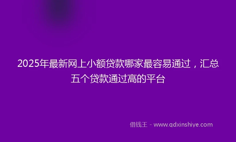 2025年最新网上小额贷款哪家最容易通过，汇总五个贷款通过高的平台