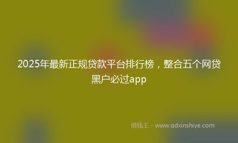 2025年最新正规贷款平台排行榜，整合五个网贷黑户必过app
