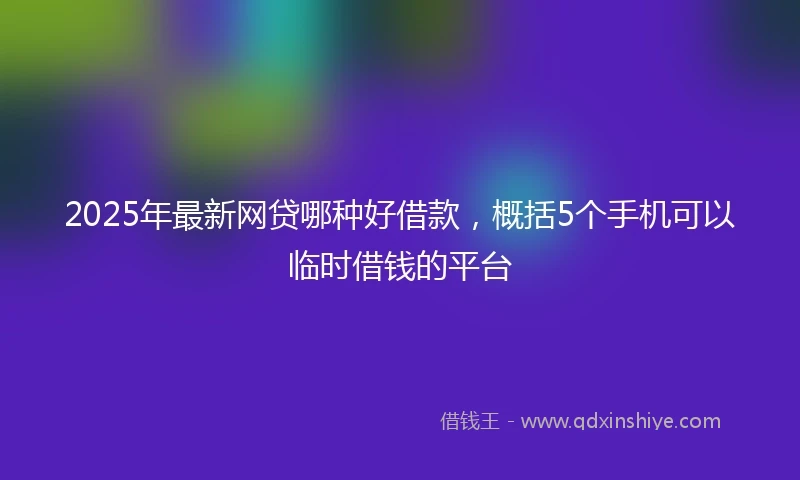 2025年最新网贷哪种好借款，概括5个手机可以临时借钱的平台