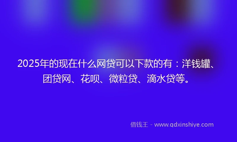2025年的现在什么网贷可以下款的有：洋钱罐、团贷网、花呗、微粒贷、滴水贷等。