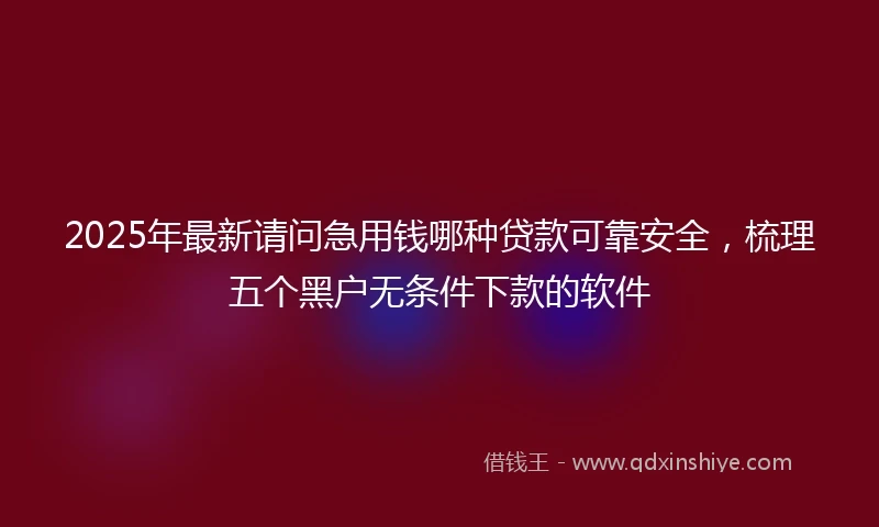 2025年最新请问急用钱哪种贷款可靠安全，梳理五个黑户无条件下款的软件