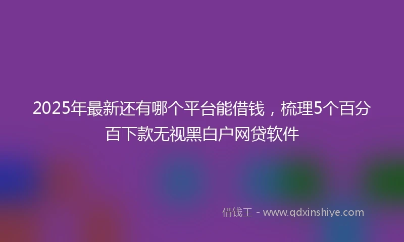 2025年最新还有哪个平台能借钱，梳理5个百分百下款无视黑白户网贷软件