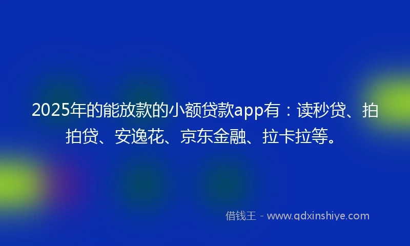 2025年的能放款的小额贷款app有：读秒贷、拍拍贷、安逸花、京东金融、拉卡拉等。