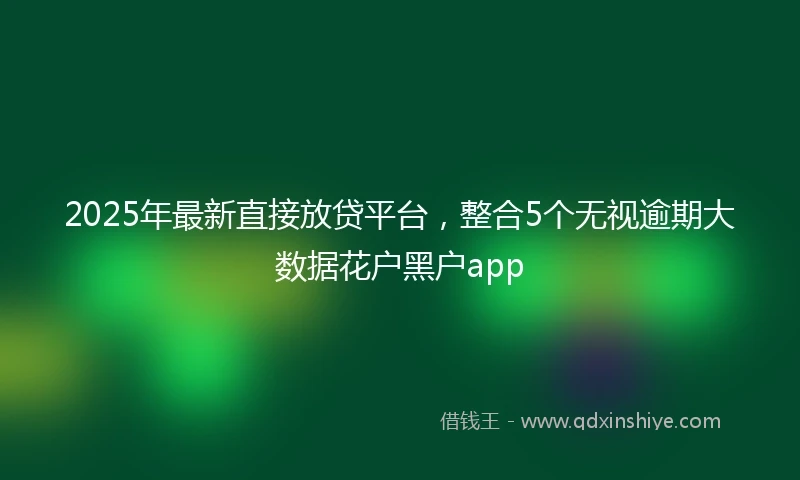2025年最新直接放贷平台，整合5个无视逾期大数据花户黑户app
