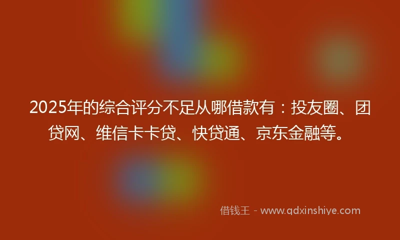 2025年的综合评分不足从哪借款有：投友圈、团贷网、维信卡卡贷、快贷通、京东金融等。