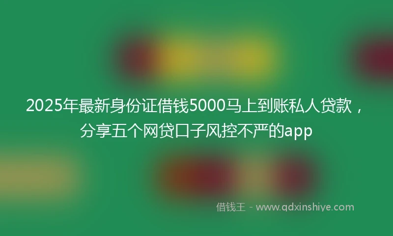 2025年最新身份证借钱5000马上到账私人贷款，分享五个网贷口子风控不严的app