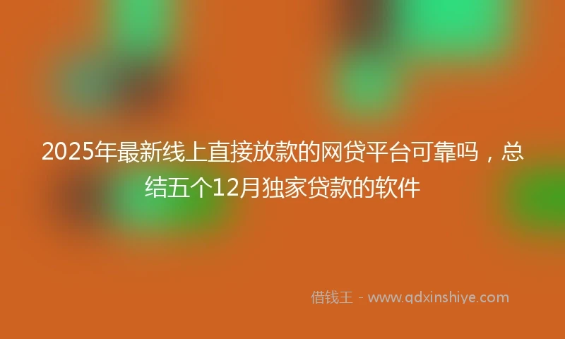 2025年最新线上直接放款的网贷平台可靠吗，总结五个12月独家贷款的软件