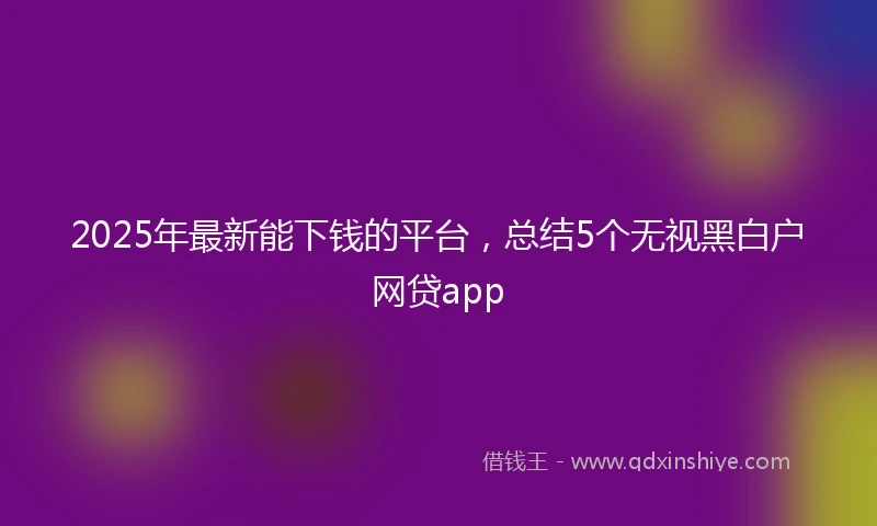 2025年最新能下钱的平台，总结5个无视黑白户网贷app