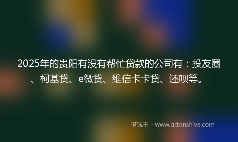 2025年的贵阳有没有帮忙贷款的公司有：投友圈、柯基贷、e微贷、维信卡卡贷、还呗等。