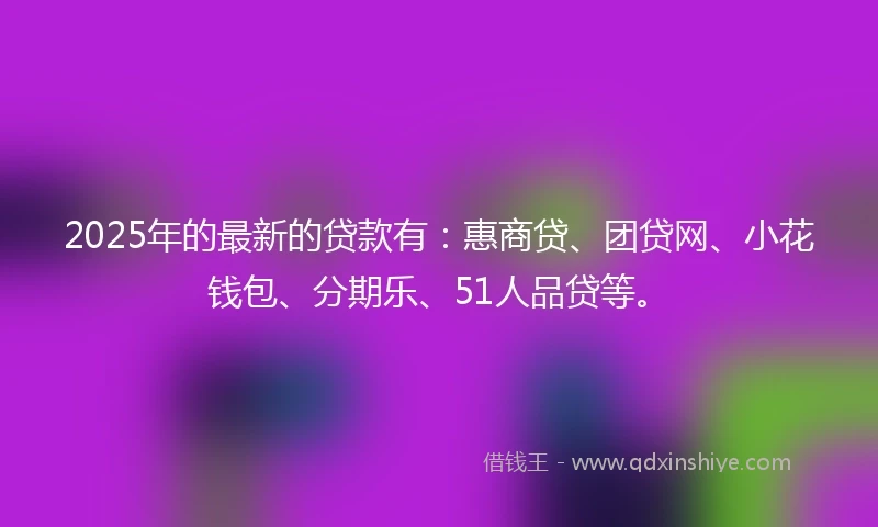 2025年的最新的贷款有：惠商贷、团贷网、小花钱包、分期乐、51人品贷等。