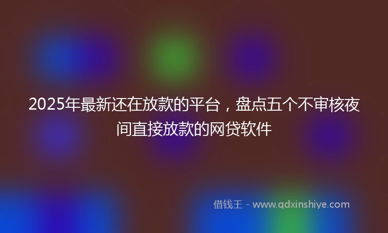 2025年最新还在放款的平台，盘点五个不审核夜间直接放款的网贷软件