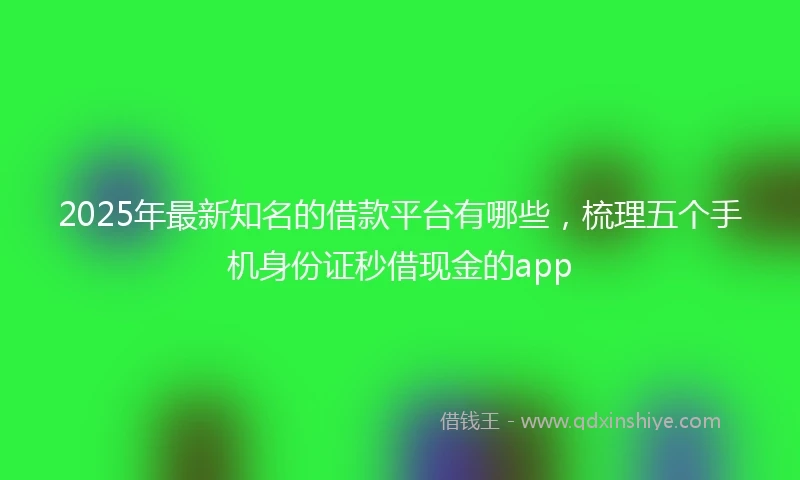 2025年最新知名的借款平台有哪些，梳理五个手机身份证秒借现金的app