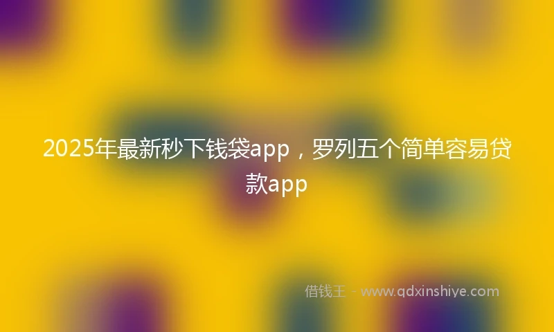 2025年最新秒下钱袋app，罗列五个简单容易贷款app